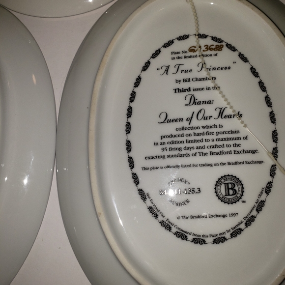 Set of 3 Diana Princess of Wales Oval Bradfor. - Picture 5 of 11